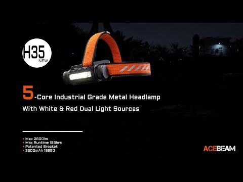 ACEBEAM Wide Beam Angle 4+1 LED White &amp; Red H35 Headlamp Is Coming!