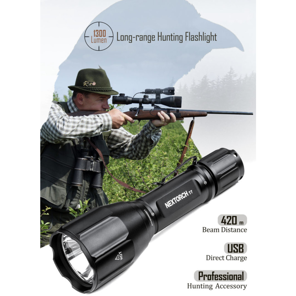 NEXTORCH T7 V2.0 Rechargeable 1300 Lumen Hunting Set - 420 Metres