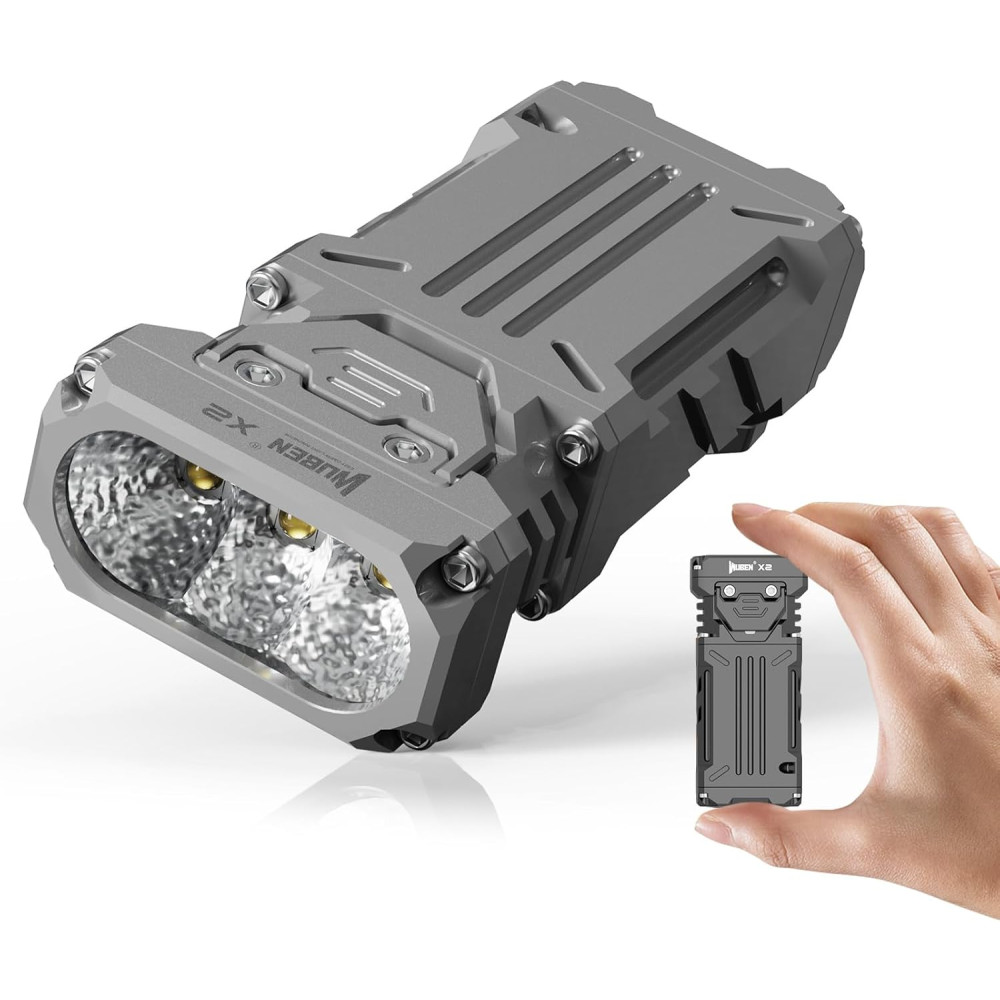 Wuben X2 Rechargeable 1800 Lumen Pocket Torch, Grey Titanium - 128 Metres