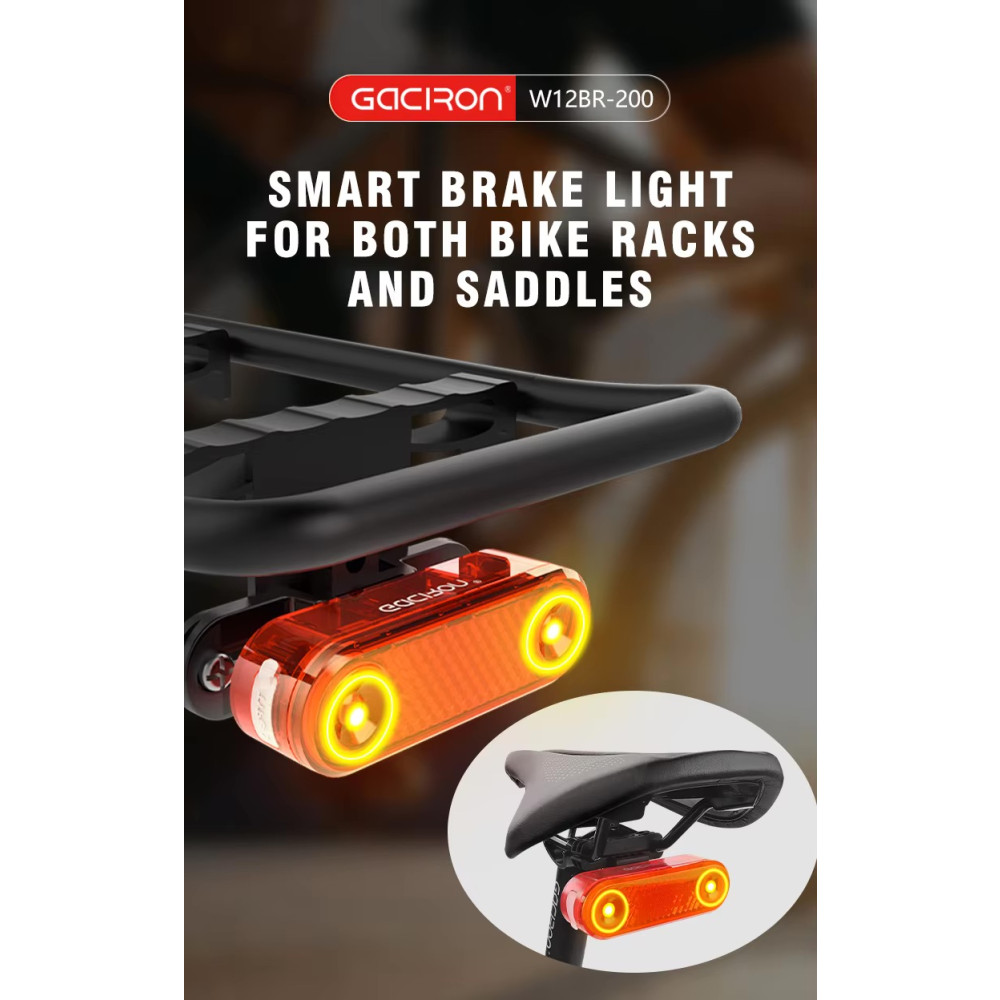 Gaciron W12BR-200 Rechargeable Smart Rear Bike Light for Saddle and Cargo Rack